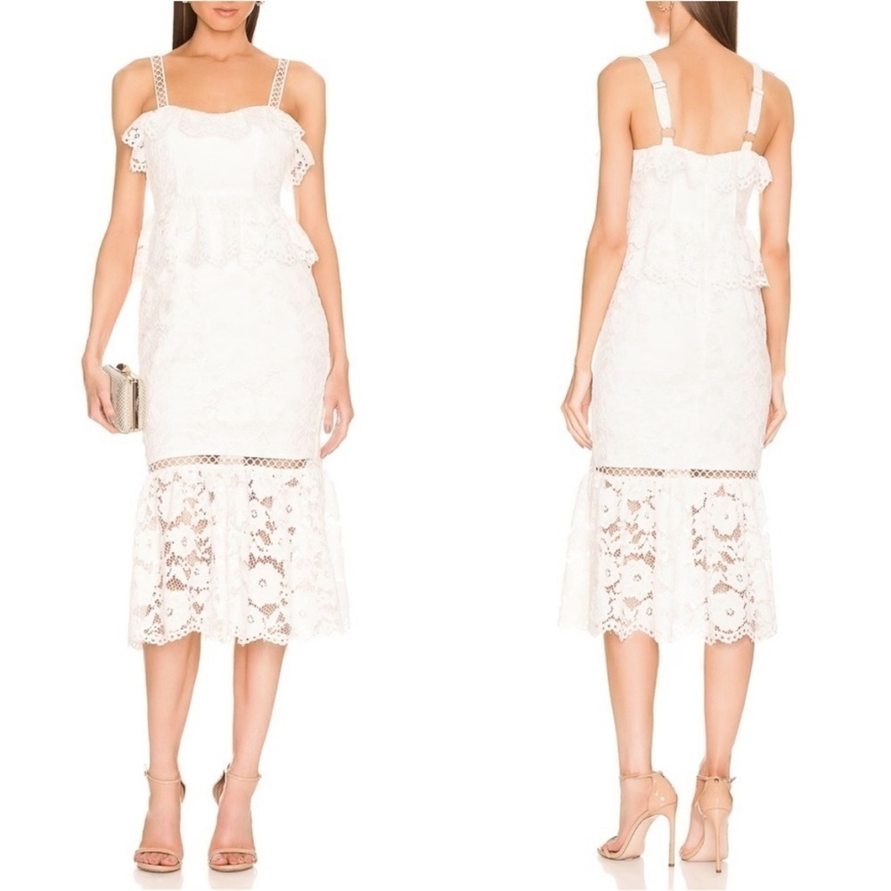 Likely Leigh Lace Midi Dress in White size 10